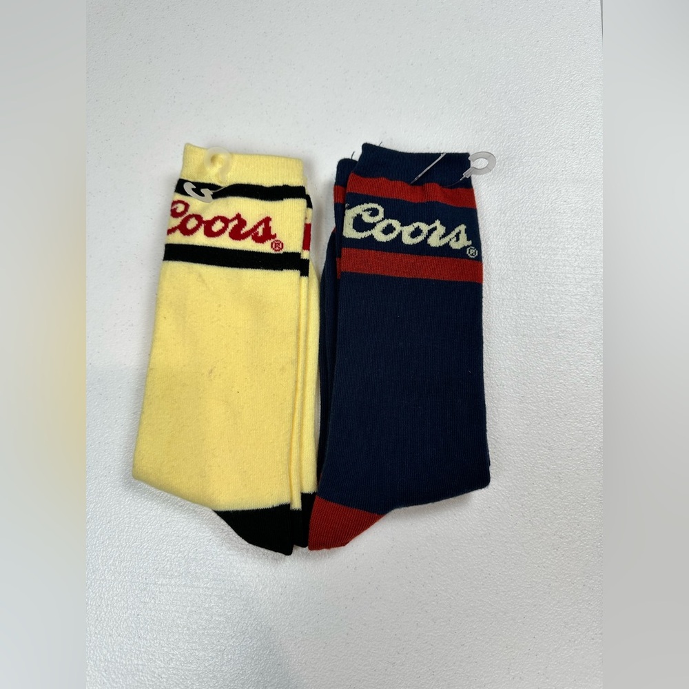 Men's Crew Socks - Yellow and Navy‎ (2-Pack) Coors Banquet Socks Size 8-12